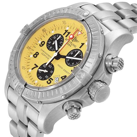 breitling aeromarine chrono avenger m1 yellow dial titanium watch|breitling chrono avenger m1 price.